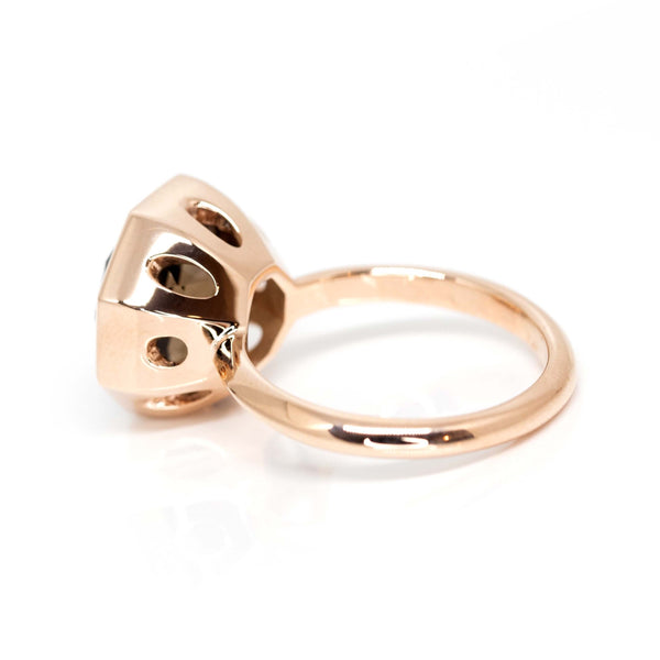 rose gold octagonal smoky quartz bena jewelry statement ring made in montreal on a white background