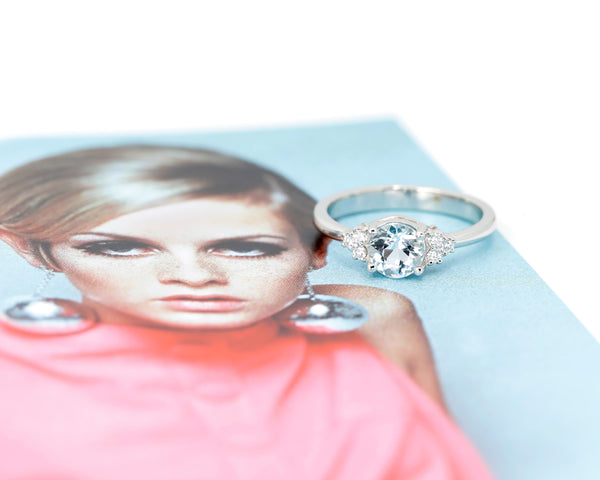 Sky Blue Aquamarine Diamond Engagement Ring by Bena Jewelry in Montreal