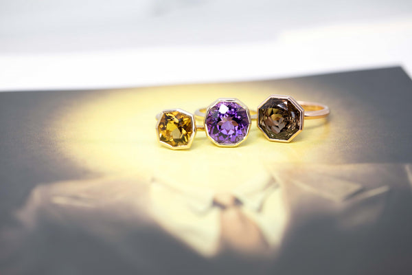 quartz gemstone bena jewelry bezel setting gold cocktail rings