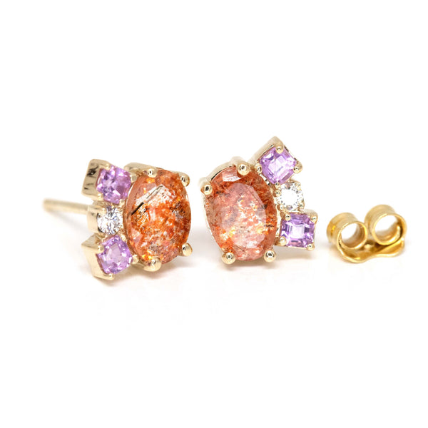 orange fine gemstone pink sapphire diamond earrings by bena jewelry