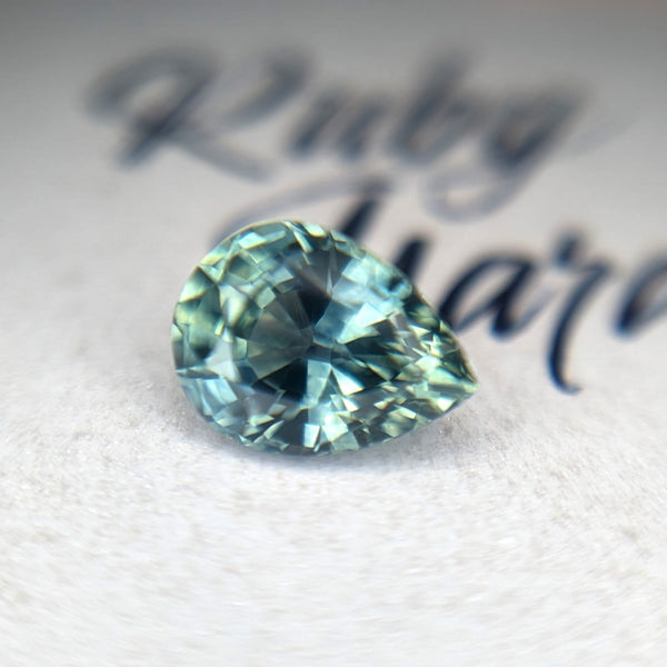 Pear Shape Teal Sapphire Gemstone Custom Made Jewelry Montreal by Ruby Mardi