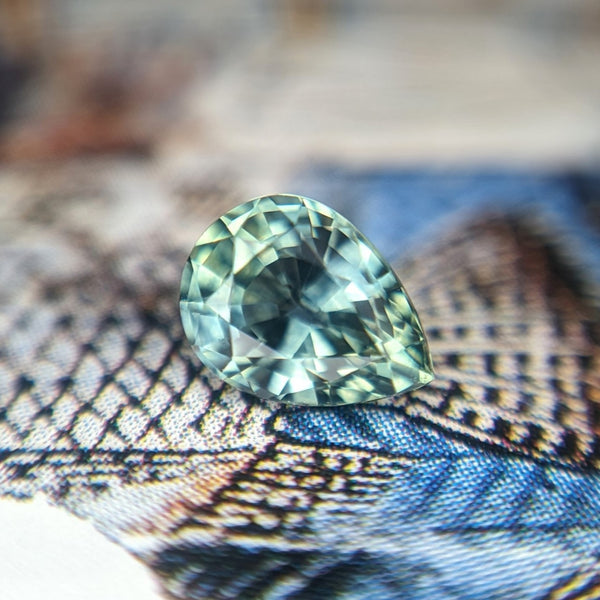 Pear Shape Teal Sapphire Gemstone Custom Made Jewelry Montreal by Ruby Mardi