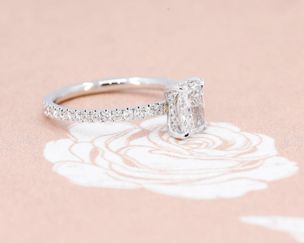 Custom Made White Gold Radiant Lab Grown Diamond Engagement Ring