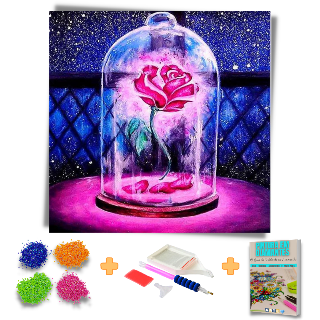 Kit Completo - Pintura em Diamantes - Rosa encantada da Bela e a Fera –  Darnare