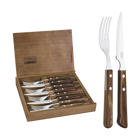 Churrasco BBQ 12 Pc Polywood Fork and Steak Knife Set - Tramontina US