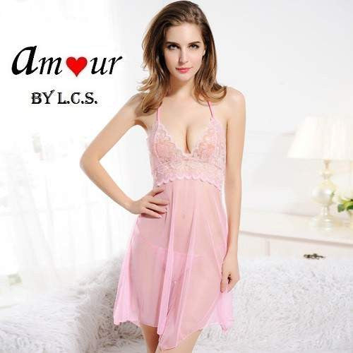 [romantic pink chemise lingerie] - AMOUR Lingerie