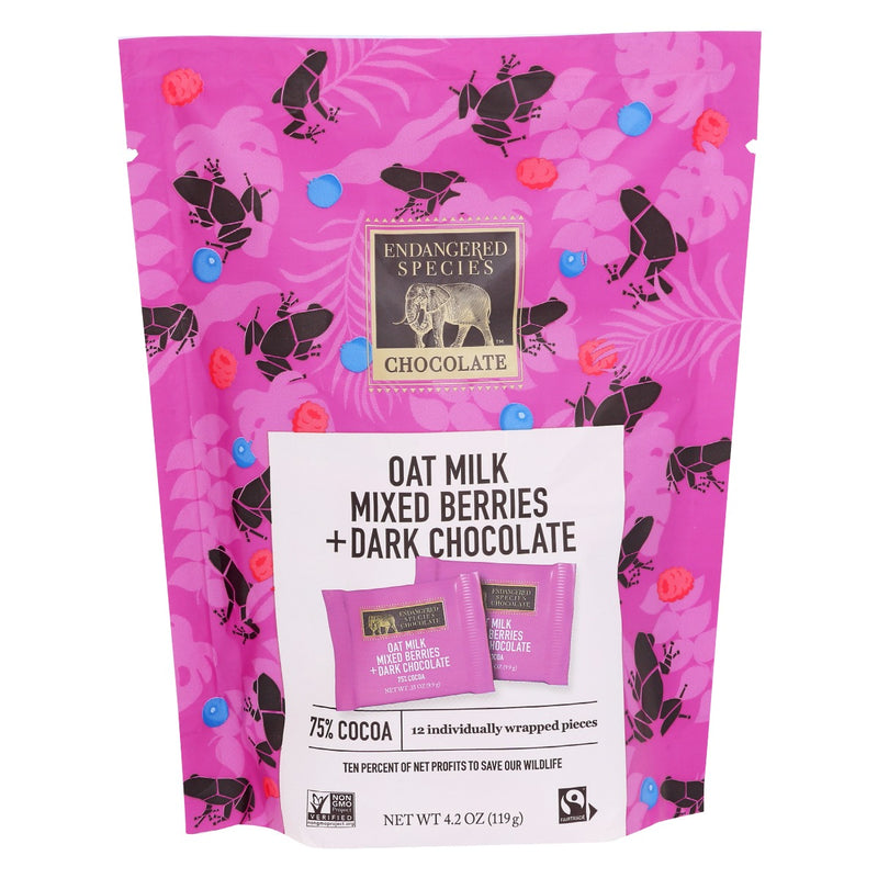 Endangered Species: Dark Chocolate With Oat Milk And Mixed Berries, 4.2 Oz
