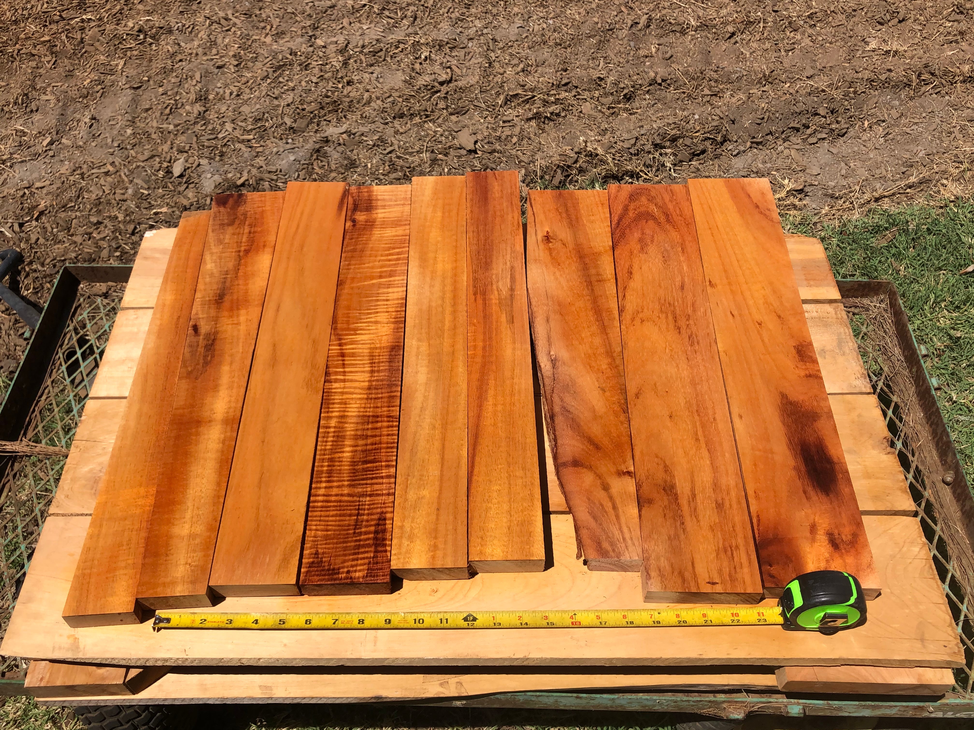 Reclaimed Curly Hawaiian Koa Boards 9@21-23”x1.5-4”x1”