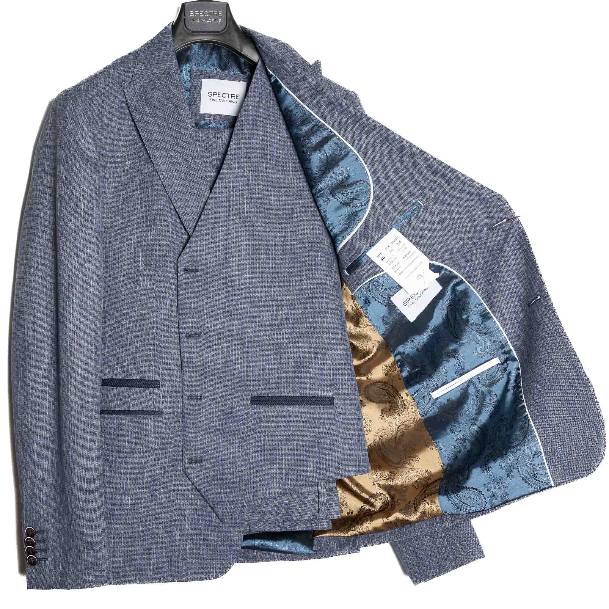 Spectre Baker Three Piece Suit Blue