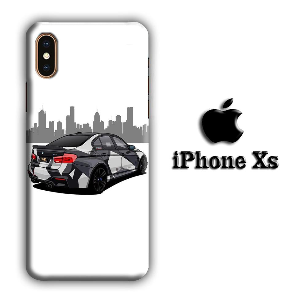 Car BMW Grey Building coque 3D iPhone Xs