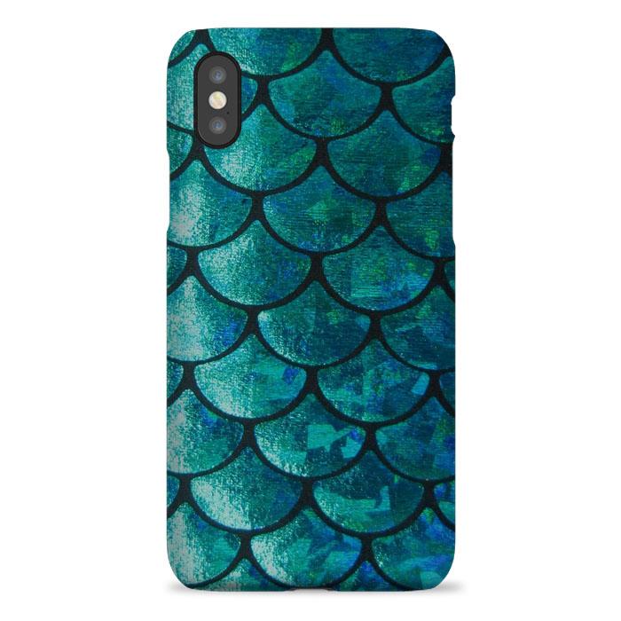 Coque iphone 5 6 7 8 plus x xs 11 pro max Green Metalic Skin Mermaid Texture