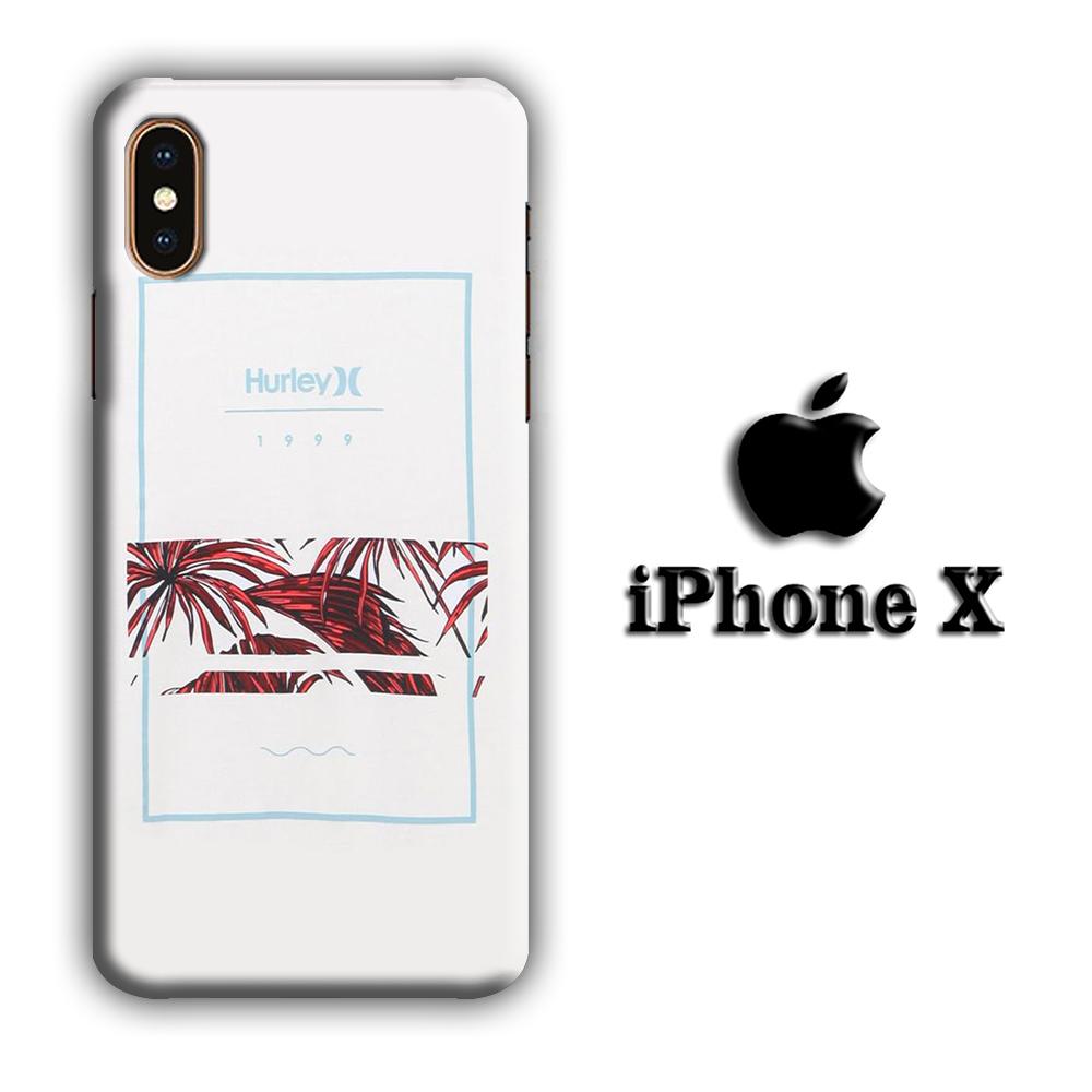 Hurley Square Maroon Leaf coque 3D iphone X