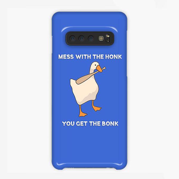 Coque Samsung galaxy S5 S6 S7 S8 S9 S10 S10E Edge Plus Mess With The Honk You Get The Bonk Goose Game Blue