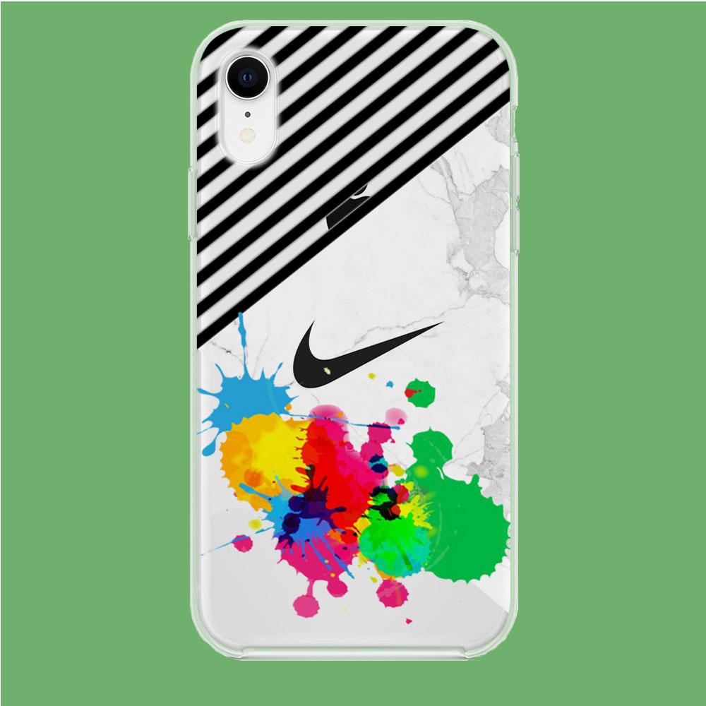 Nike Stripe Marble Splash Colour coque clear iphone XR