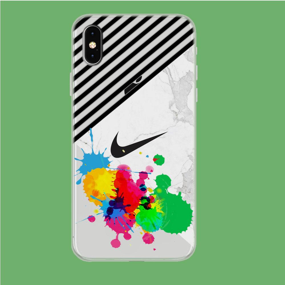 Nike Stripe Marble Splash Colour coque clear iPhone Xs Max