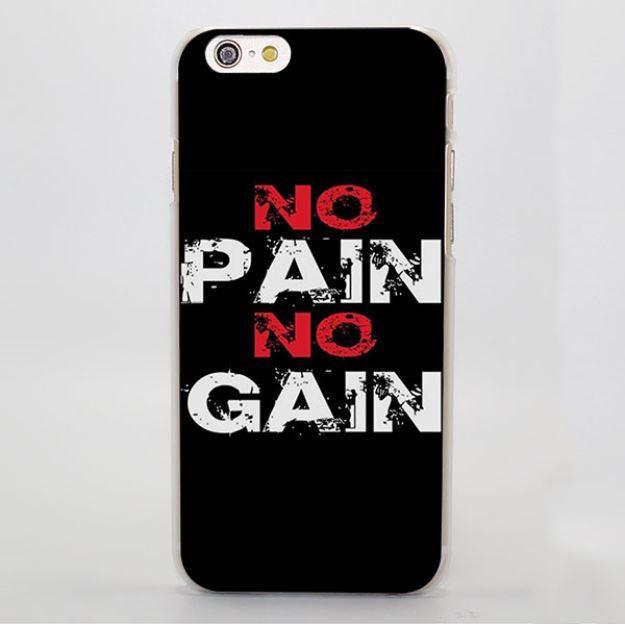 No Pain No Gain Black Motivational Gym Hard iPhone 4 5 6 7 Plus coque
