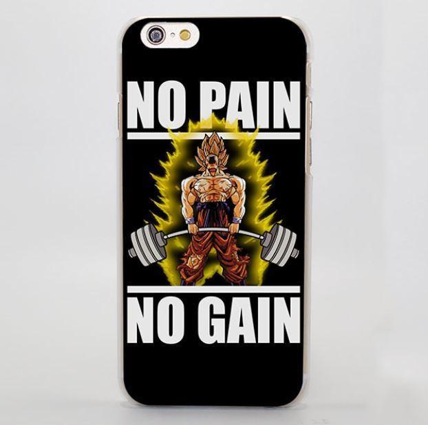 No Pain No Gain Super Saiyan Goku Hard iPhone 4 5 6 7 Plus coque