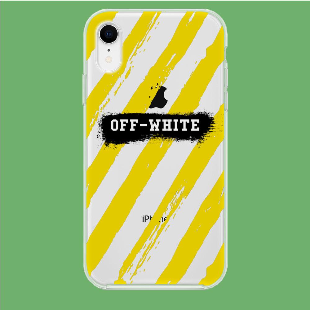 Off White Black Paint Yellow Stripe coque clear iphone XR