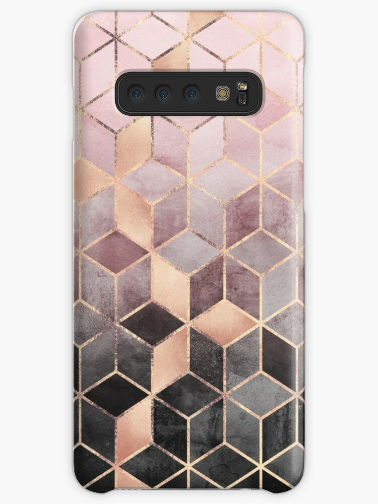 Pink And Grey Gradient Cubes Coque Samsung S10