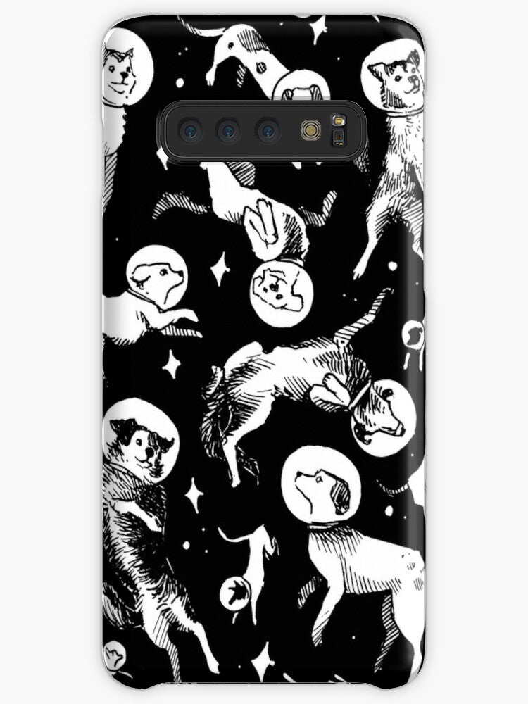 Space dogs (black background) Coque Samsung S10