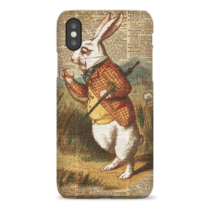 Coque iphone 5 6 7 8 plus x xs 11 pro max White Rabbit Alice In Wonderland Vintage Paper