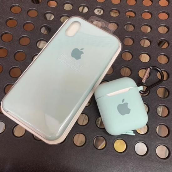 Apple Coque en silicone iPhone X/Xs (5.8'') avec coque airpods Bleu