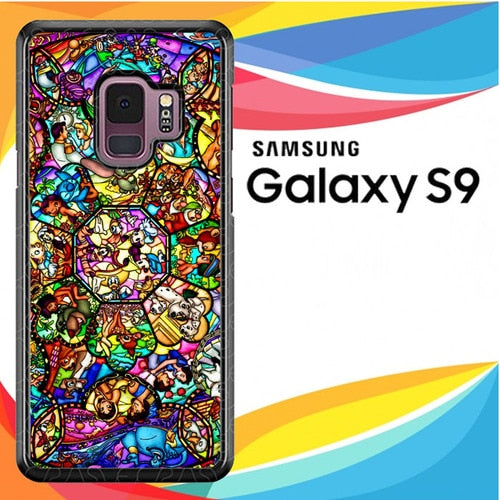 All Disney Heroes Stained Glass Z1417 coque Samsung Galaxy S9
