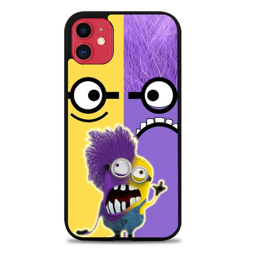 Coque iphone 5 6 7 8 plus x xs xr 11 pro max Minions Face Yellow And Purple Z2879