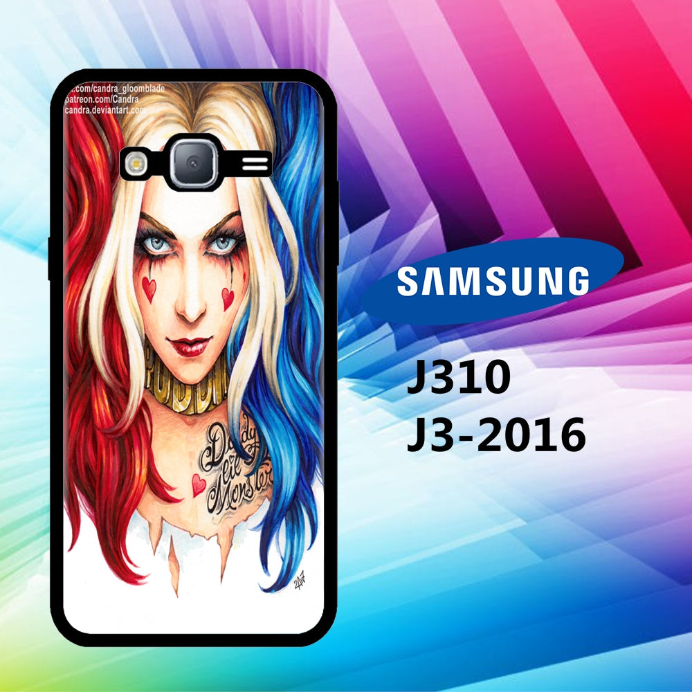 coque samsung J3 2016 J310 Harley quinn wallpaper