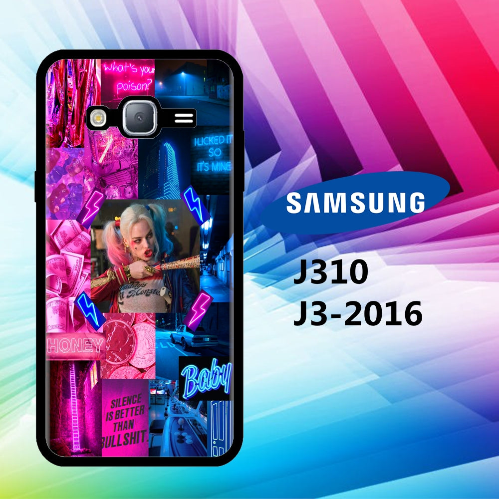 coque samsung J3 2016 J310 Harley quinn wallpaper