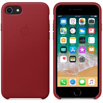 coque en cuir apple rouge pour iphone 8