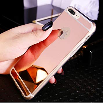 coque iphone 8 plus miroir or rose