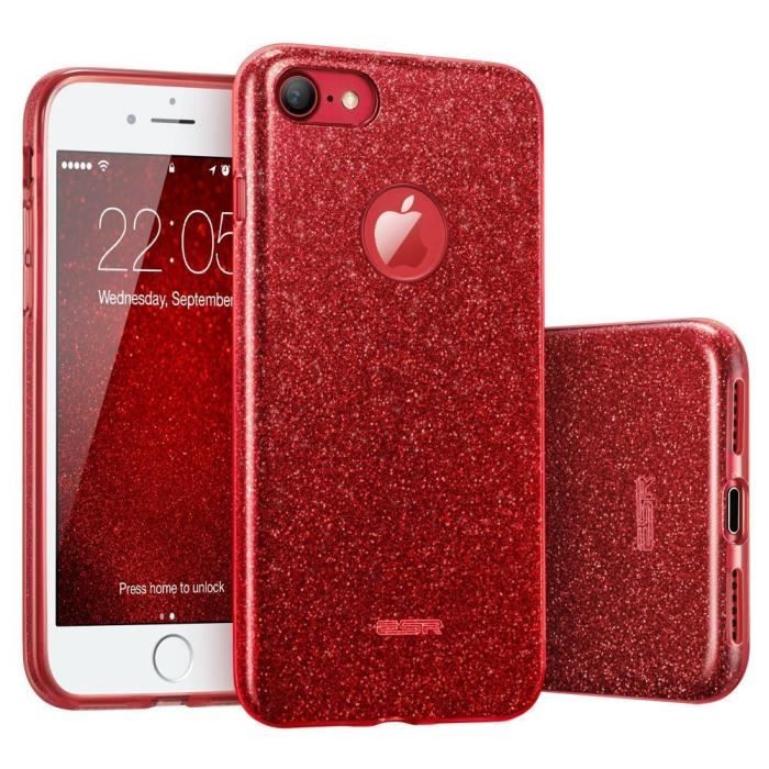 coque iphone 8 plus rouge brillant