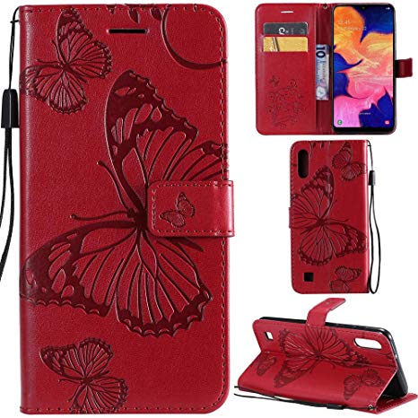 coque samsung a10 rouge papillon 3