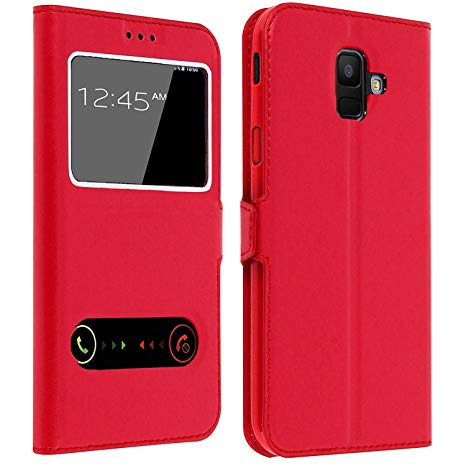 gemtoo etui coque housse avec fenetres pour samsung galaxy j6