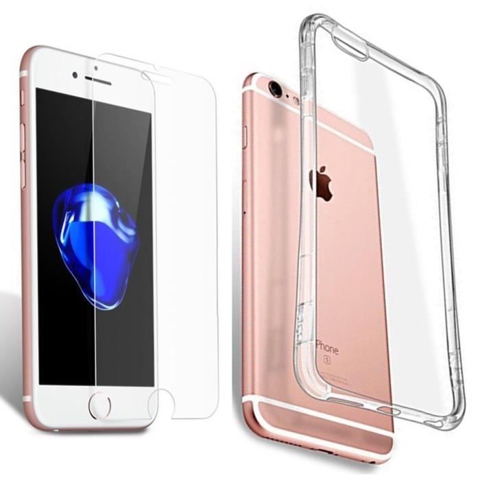 iphone 8 plus coque transparente avec verre trempre
