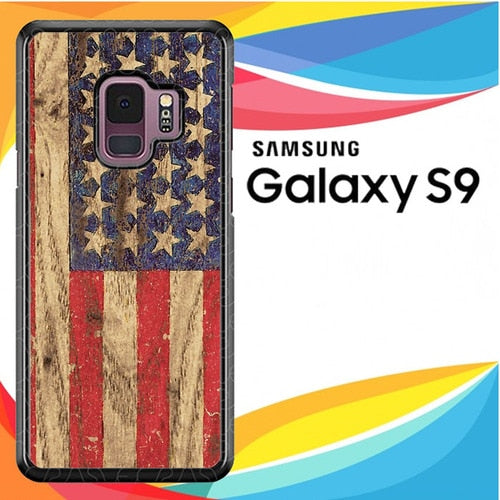 Vintage Patriotic American Flag L2215 coque Samsung Galaxy S9