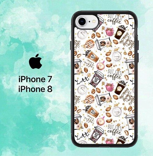 Coffe Pattern Wallpaper L2851  coque iPhone 7 , iPhone 8