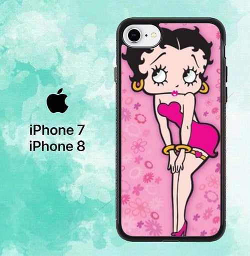 Betty Boop Pink Background flowers P0624 iPhone 7 , 8 Case