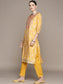 Ishin Women's Yellow Yoke Design A-Line Kurta with Trouser & Dupatta