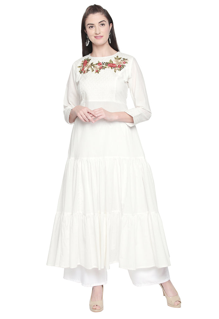 white anarkali kurta