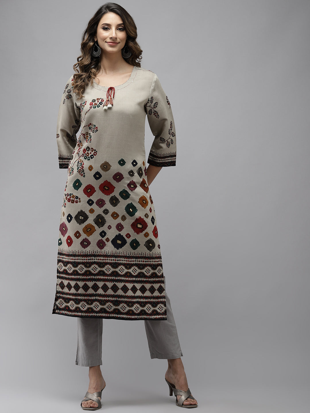 Superior Brown Blended Cotton Short Kurti Top - WHITE FIRE - 4094658