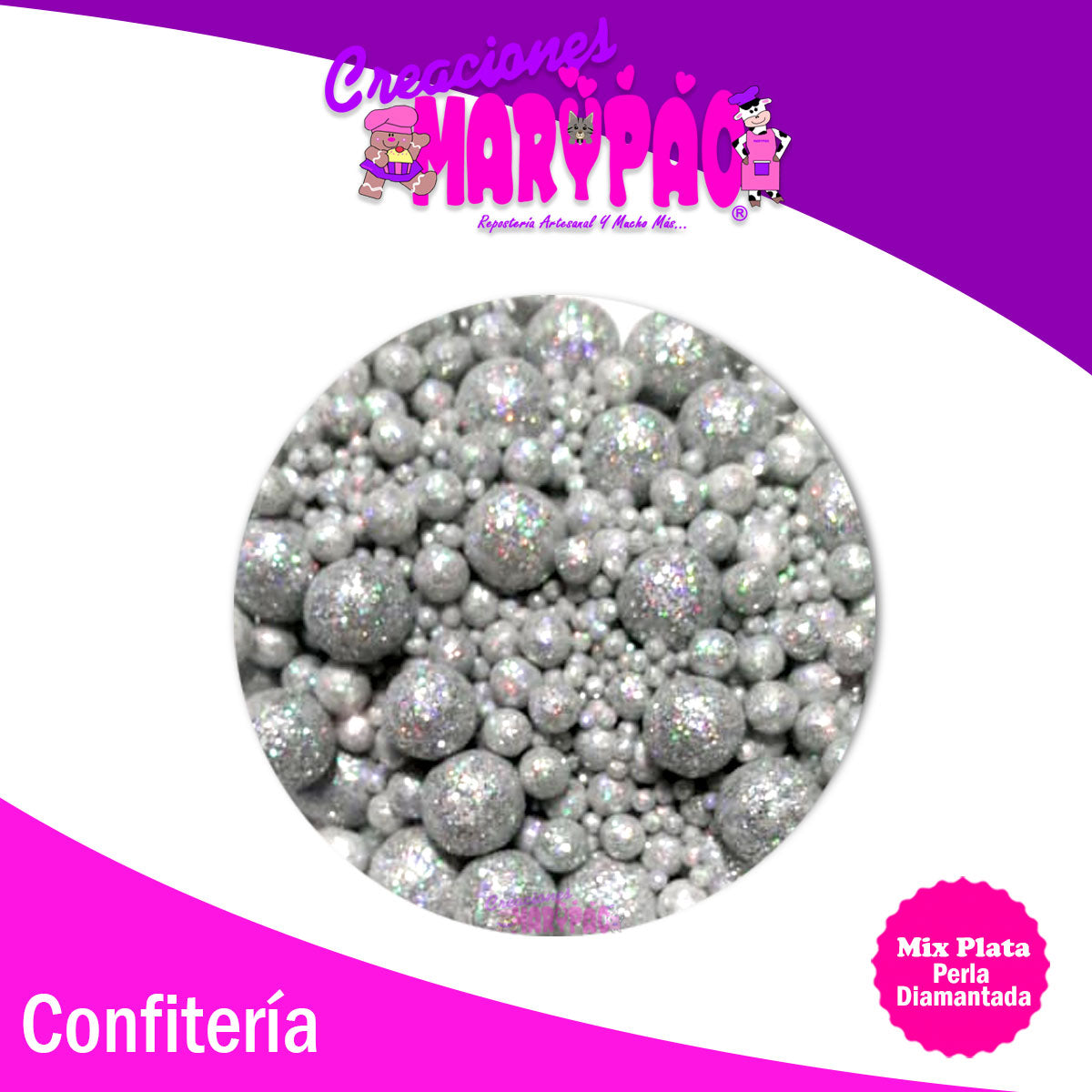 Perla Comestible Diamantada Mix Plateado Para Cupcakes, Galletas, Etc. –  Creaciones Marypao