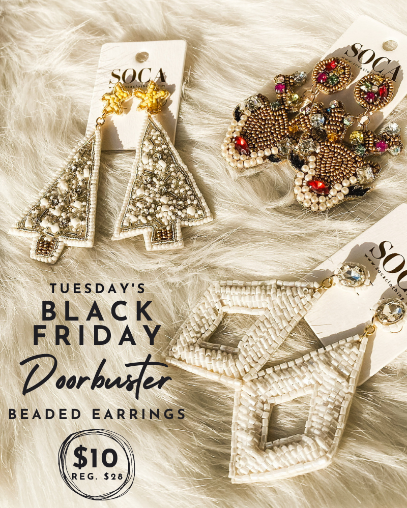 beaded earrings, doorbuster, black friday