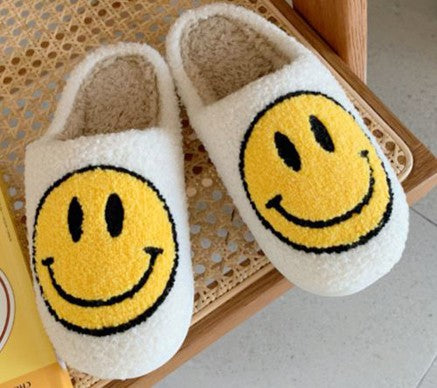 Sherpa Fuzzy Smiley Slippers