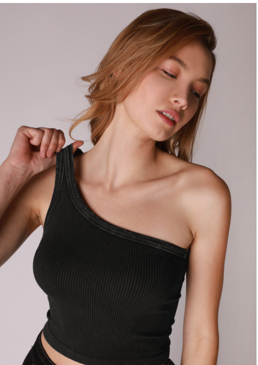 Vintage One Shoulder Crop Top