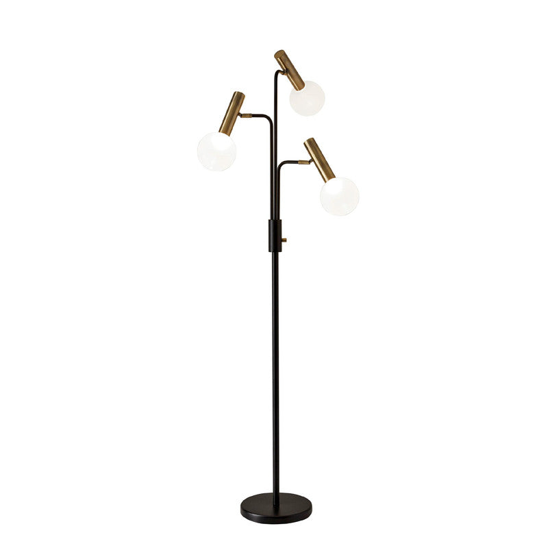 Arrigo 3 Light Black and Antique Brass Floor Lamp – Accents@Home