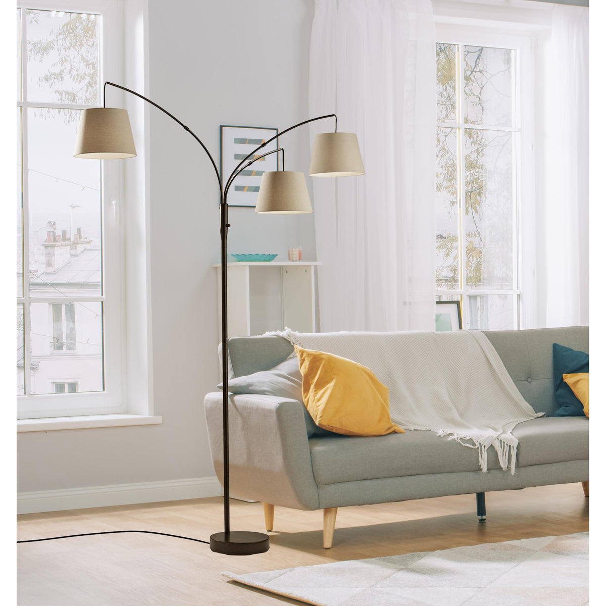 Antique Brass Floor Lamp Dimmable Living Room Lamp with Remote Control 3  Color Temperatures Adjustable Height 134-174 cm Fabric Shade Metal Standing  Lamp for Indoor Lighting Improve : : Tools & Home Improvement