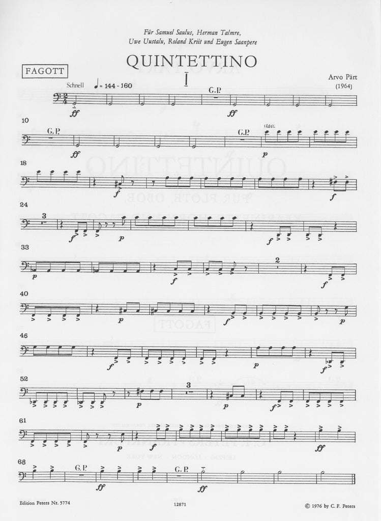 Arvo Part Fratres Sheet Music Download