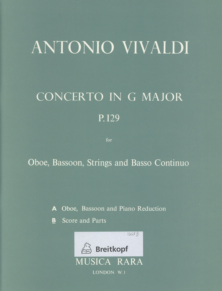 Concerto In G Major F12 36 Rv545 Score Set Ob Trevco Music